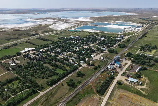 Aerial view of Chaplin and its salt lake